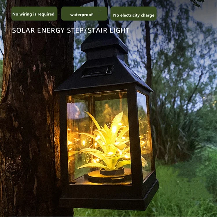 Solar 20 Luz LED Light Outdoor Plant Wind Lancter Lanterna ao ar Livre Caminho do Jardim Pendurado Lâmpadas Noturnas - Branco Quente