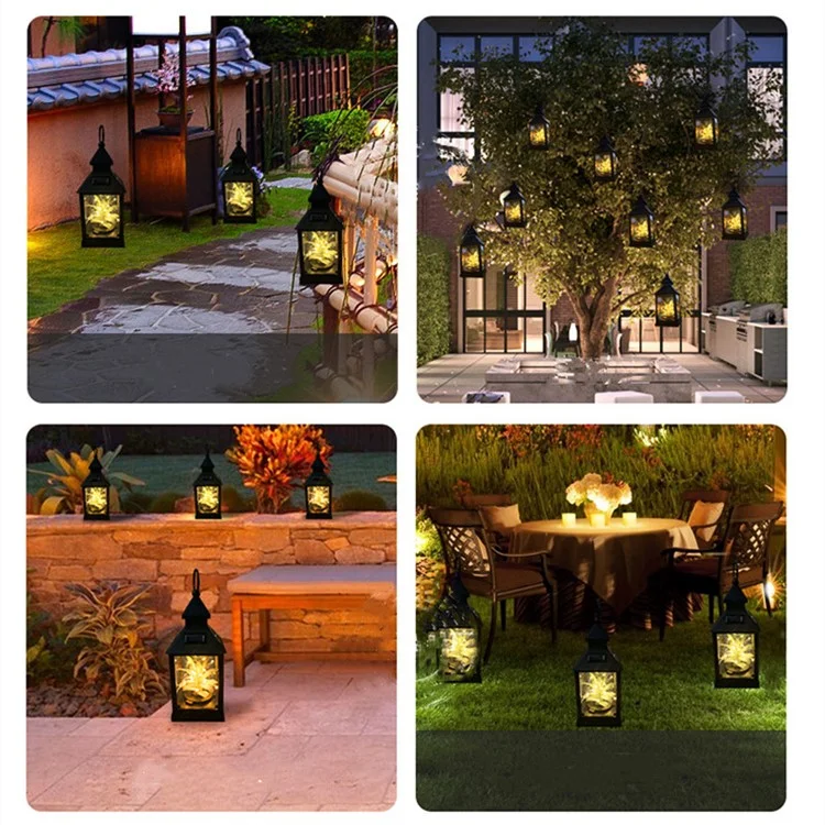 Luce solare da 20 LED per piante all'aperto, lampada a vento, lanterna per giardino, vialetto, prato, lampada appesa per la notte - Bianco caldo