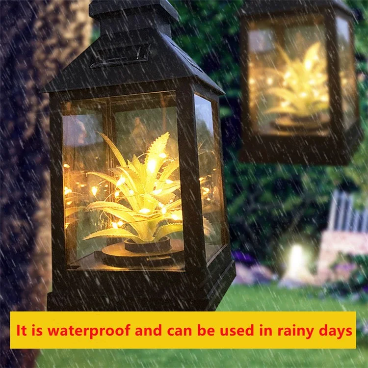 Luce solare da 20 LED per piante all'aperto, lampada a vento, lanterna per giardino, vialetto, prato, lampada appesa per la notte - Bianco caldo