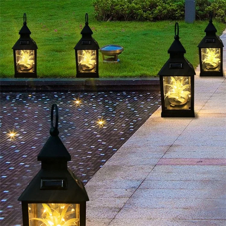 Luce solare da 20 LED per piante all'aperto, lampada a vento, lanterna per giardino, vialetto, prato, lampada appesa per la notte - Bianco caldo