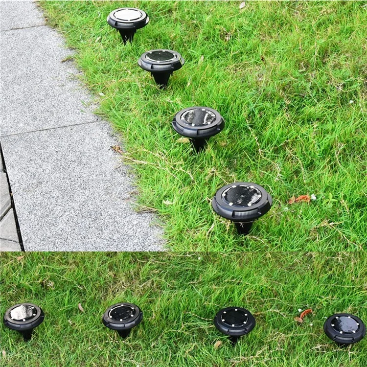 8Pcs SL6001 Outdoor Waterproof Solar Powered LED Ground Light Garden Lawn Pathway Underground Lamp - Warm Light+Colorful Light
