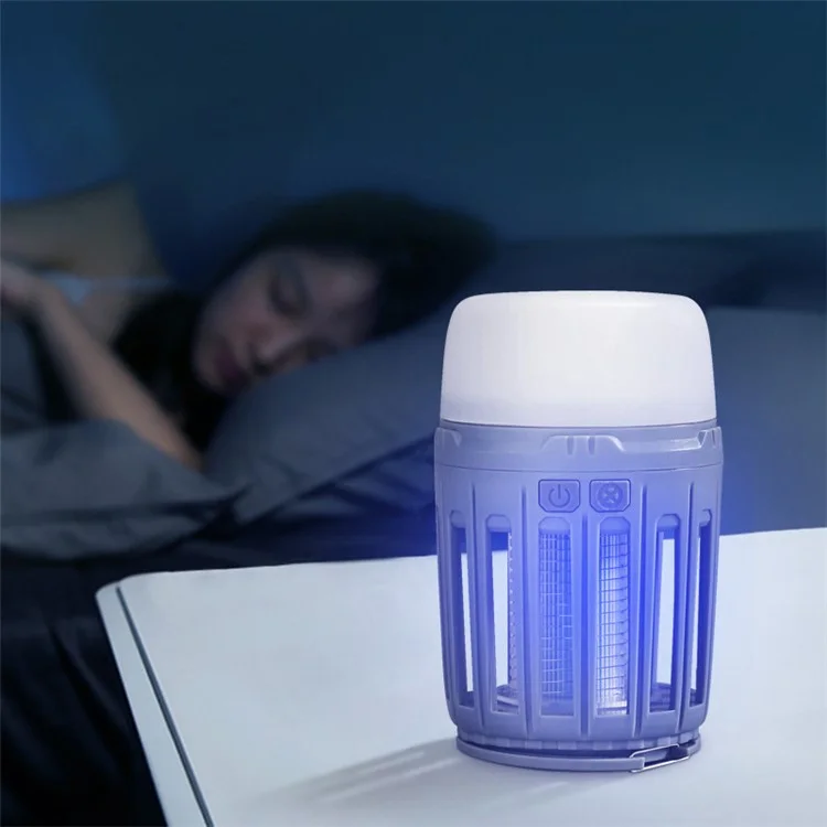 HEWOLF HW-M1832 2-in-1 Moskito-Killer-Zelt-Licht tragbare LED-Camping-Laterne Anti-Bug-Insektenfalle für Innen und Außen - Grau