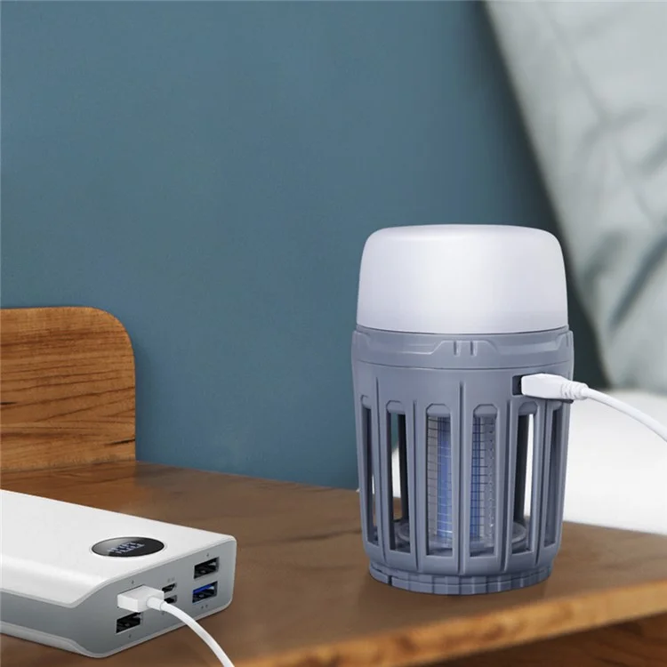HEWOLF HW-M1832 2-in-1 Moskito-Killer-Zelt-Licht tragbare LED-Camping-Laterne Anti-Bug-Insektenfalle für Innen und Außen - Grau