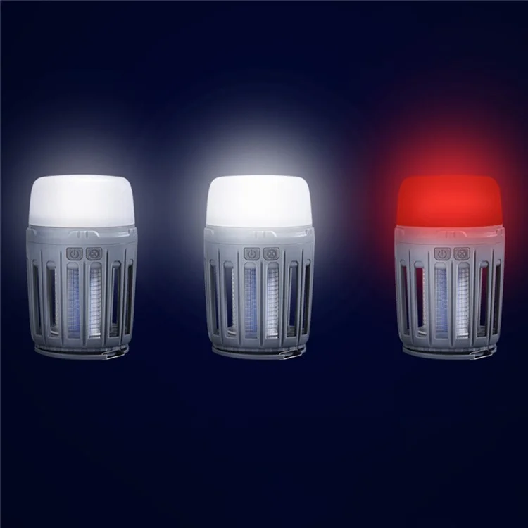 HEWOLF HW-M1832 2-in-1 Moskito-Killer-Zelt-Licht tragbare LED-Camping-Laterne Anti-Bug-Insektenfalle für Innen und Außen - Grau