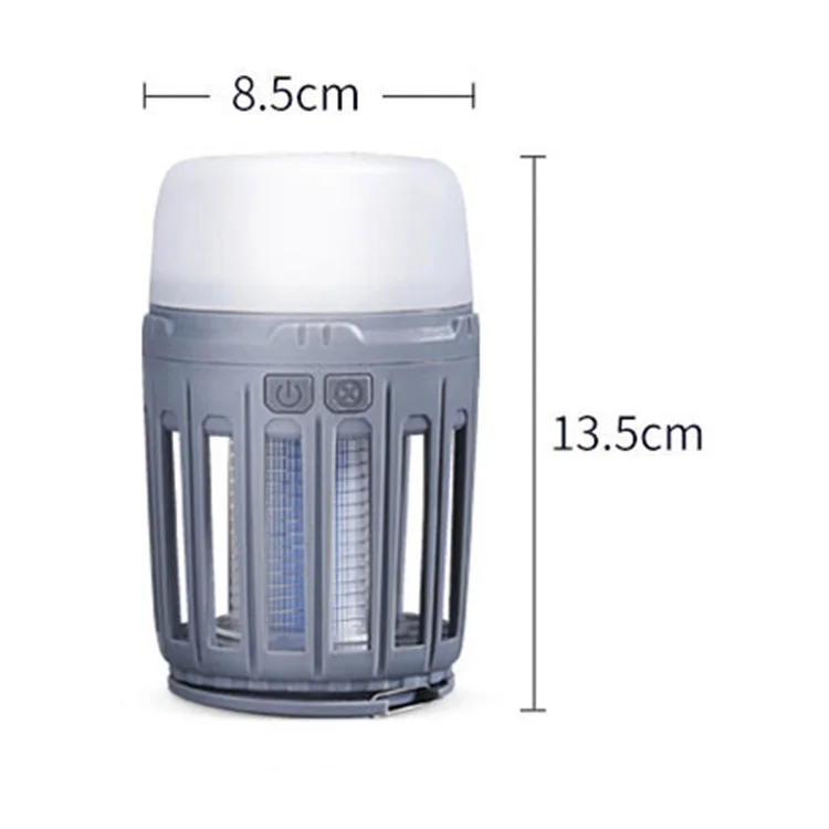 HEWOLF HW-M1832 2-in-1 Moskito-Killer-Zelt-Licht tragbare LED-Camping-Laterne Anti-Bug-Insektenfalle für Innen und Außen - Grau