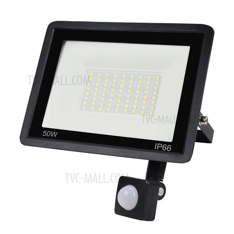 Projecteur extérieur étanche IP66 à 72 LED de 50W avec support en U style B et capteur de mouvement [capteur PIR]