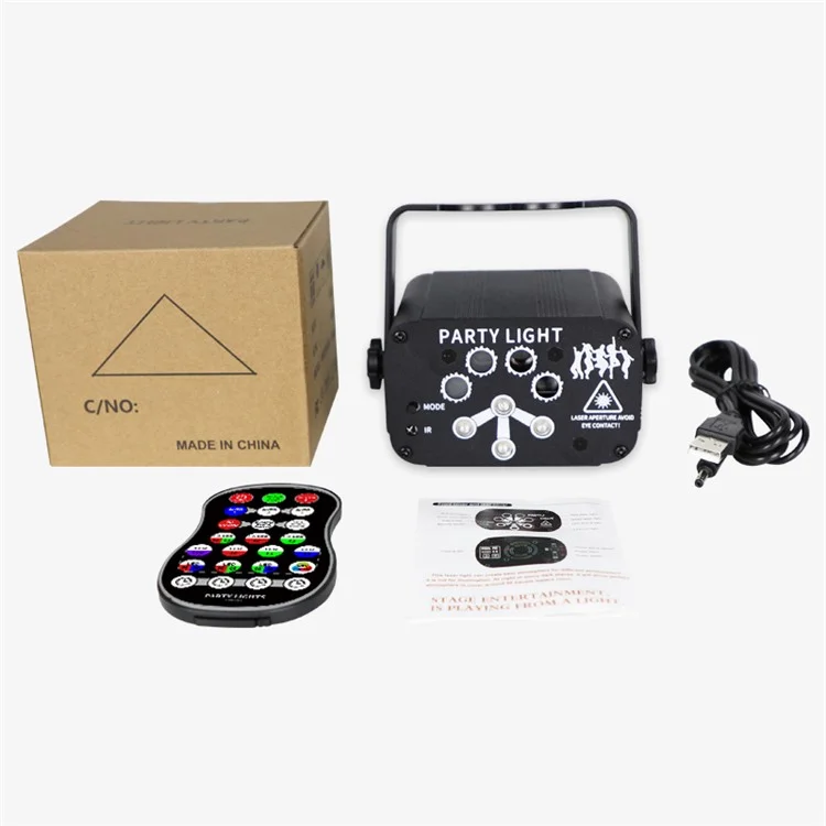 YSH-042 USB Mini Laser 8 Hole 240 Pattern Starry Sky Projection Decorative Light Remote Sound Control Rotating Party Laser Atmosphere Lamp