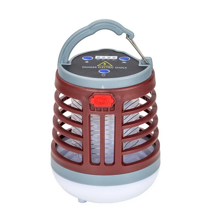 W882 Portable LED Electric Bug Zapper UV Light Insect Killer Lamp Mosquito Zapper Trap - Brown