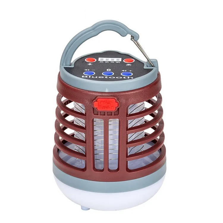 W881 LED Electric Shock Mosquito Killer Lamp Leben Wasserdichtes Nachtlicht Mit Bluetooth -lautsprecher Für Zuhause - Braun