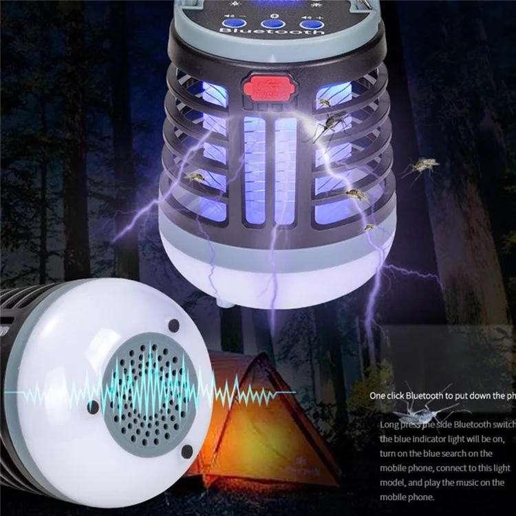W881 LED Electric Shock Mosquito Killer Lamp Leben Wasserdichtes Nachtlicht Mit Bluetooth -lautsprecher Für Zuhause - Braun