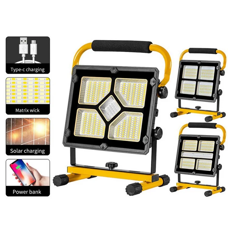 W877-3 Multifuncional 3600 Mah LED Solar LED Alta Potencia Solar Potencia de Energía Banco Portátil de Luz Imprimible Soporte de Luz de Emergencia de Emergencia 360 Grados Ajustable de 180 Grados