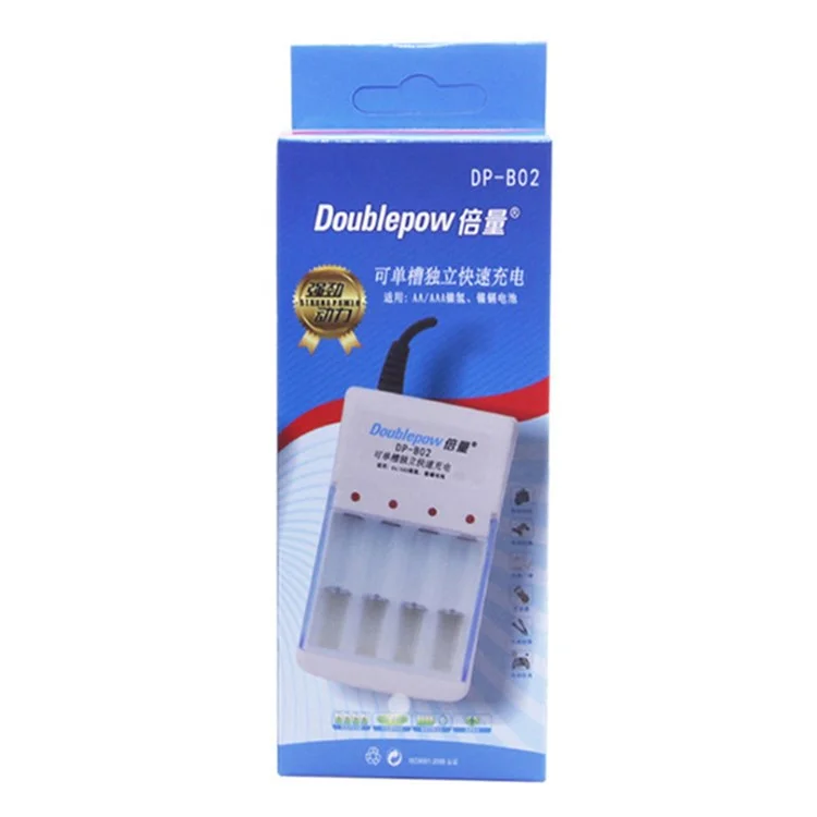 DOUBLEPOW DP-B02 4 Slots Battery Charger for 1.2V AA/AAA Ni-MH/Ni-CD Rechargeable Batteries (Chinese Version) - EU Plug