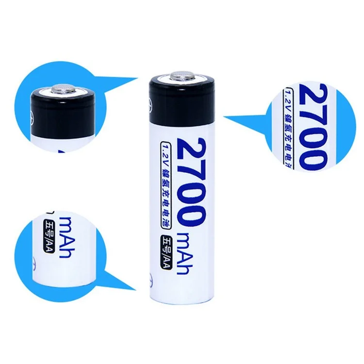 Double Dp-aa2700mah 4pcs Haute Capidité AA Batterie Ni-mh Rechargéable, 1,2 v 2700mAh (avec Boîte de Stockage)