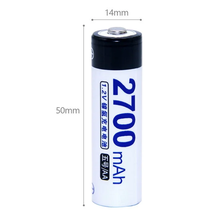 Double Dp-aa2700mah 4pcs AA AA Batería Ni-mh Recargable, 1.2V 2700mAh (con Caja de Almacenamiento)