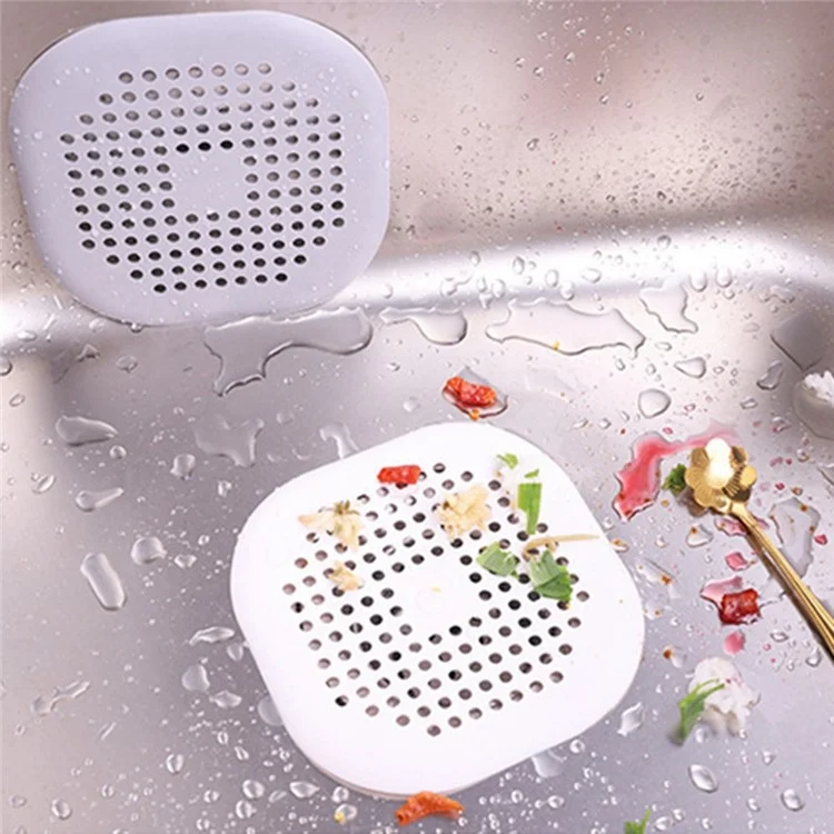 115706 Kitchen Sink Hair Filter Bathtub Anti-blocking Strainer Shower Floor Stopper (Flat Type) - White