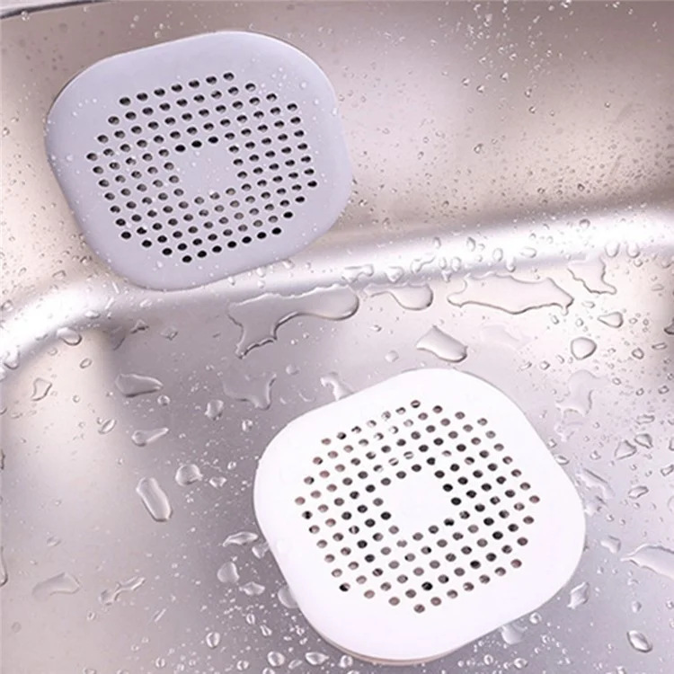 115706 Kitchen Sink Hair Filter Bathtub Anti-blocking Strainer Shower Floor Stopper (Flat Type) - White