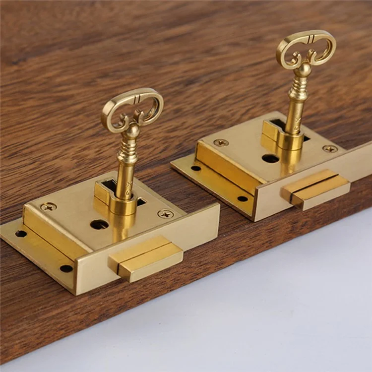 T4503 Vintage European Style Antique Brass Drawer Lock Wooden Boxes Safe Locks Furniture Cabinet Lock with Key