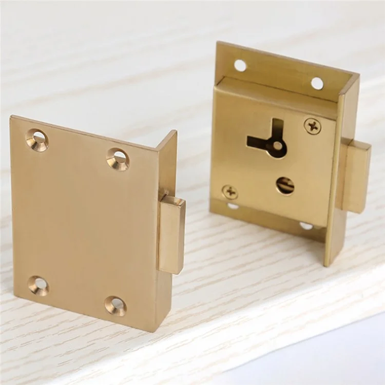 T4503 Vintage European Style Antique Brass Drawer Lock Wooden Boxes Safe Locks Furniture Cabinet Lock with Key