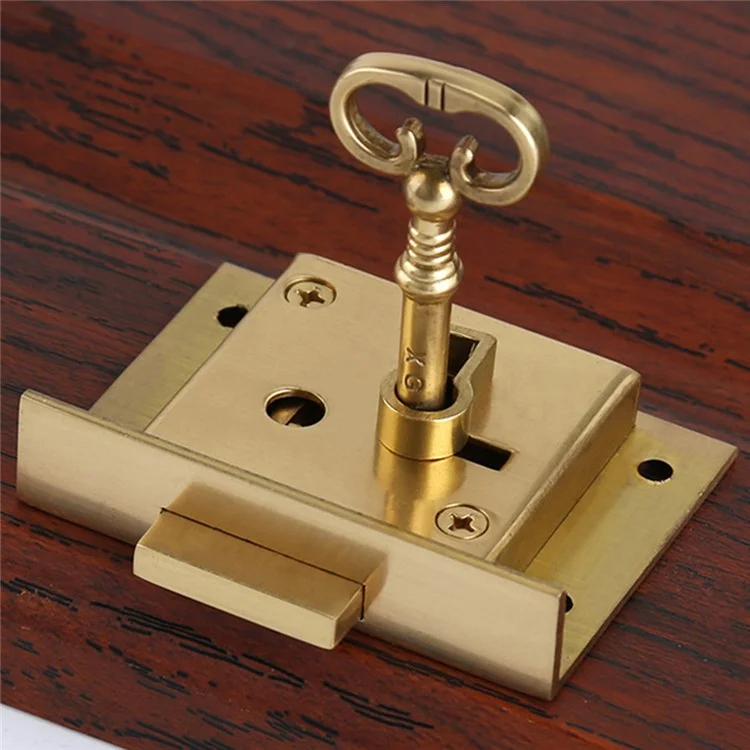 T4503 Vintage European Style Antique Brass Drawer Lock Wooden Boxes Safe Locks Furniture Cabinet Lock with Key
