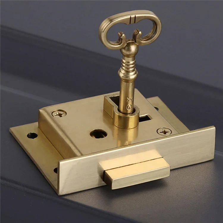 T4503 Vintage European Style Antique Brass Drawer Lock Wooden Boxes Safe Locks Furniture Cabinet Lock with Key