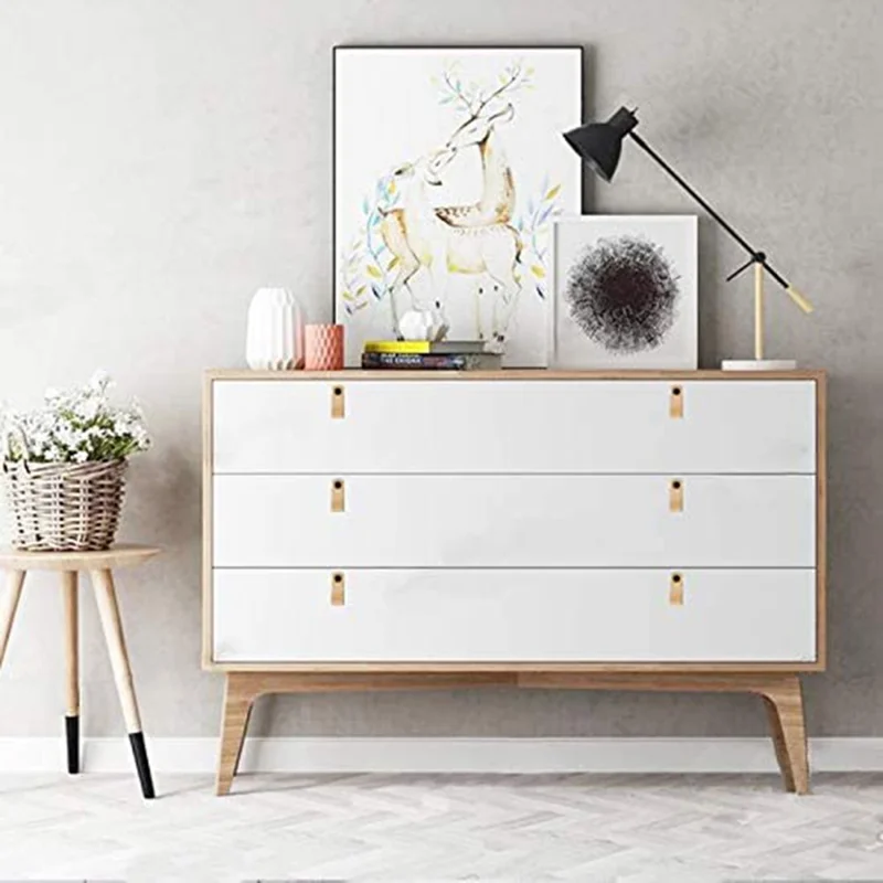 PU Leather Cabinet Handles for Kids' Room Modern Drawer Pulls Anti-Collision Pulls with 25mm Screw, Single Hole - Light Green