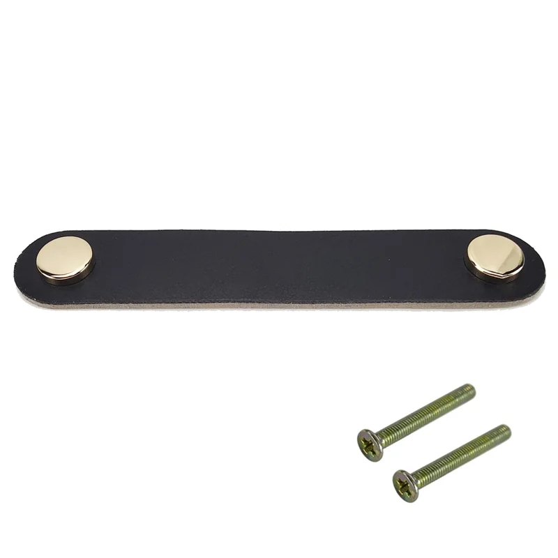 Dual Holes PU Leather Cabinet Handles Modern Drawer Pulls Anti-Collision Pulls with 25mm Screw - Black
