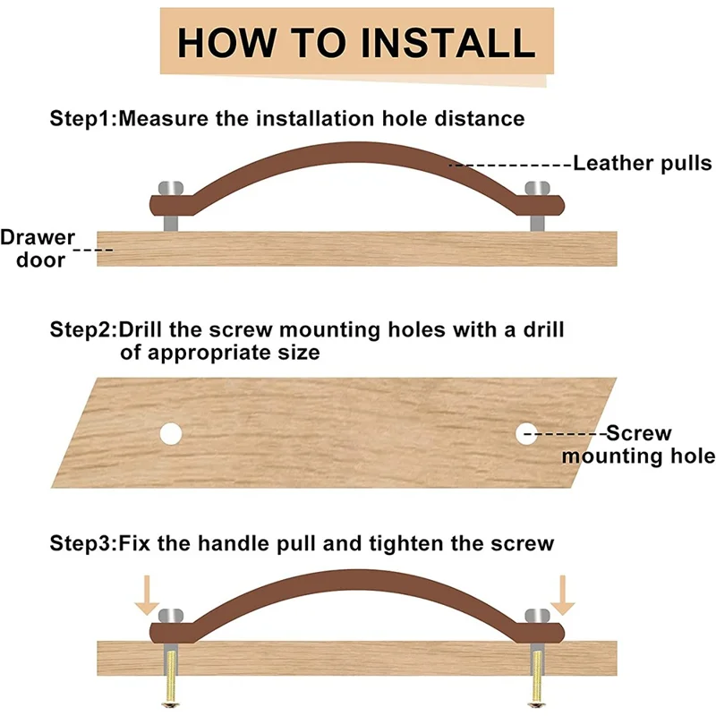 Dual Holes PU Leather Cabinet Handles Modern Drawer Pulls Anti-Collision Pulls with 25mm Screw - Black