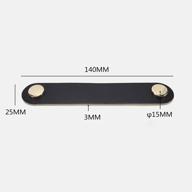 Dual Holes PU Leather Cabinet Handles Modern Drawer Pulls Anti-Collision Pulls with 25mm Screw - Black