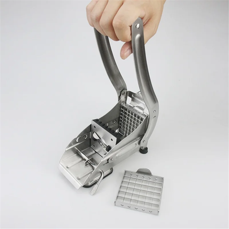 Stainless Steel Potato Cutter Slicer Kitchen French Fry Cutter without Silicone Suction Base (No FDA Certified, BPA-Free)