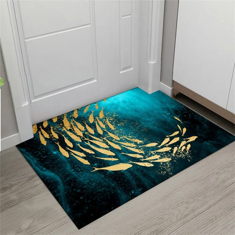 50x80cm Pattern Printing Entrance Door Mat Non-slip Absorbent Bathroom Pad Rug  - Gold Fish
