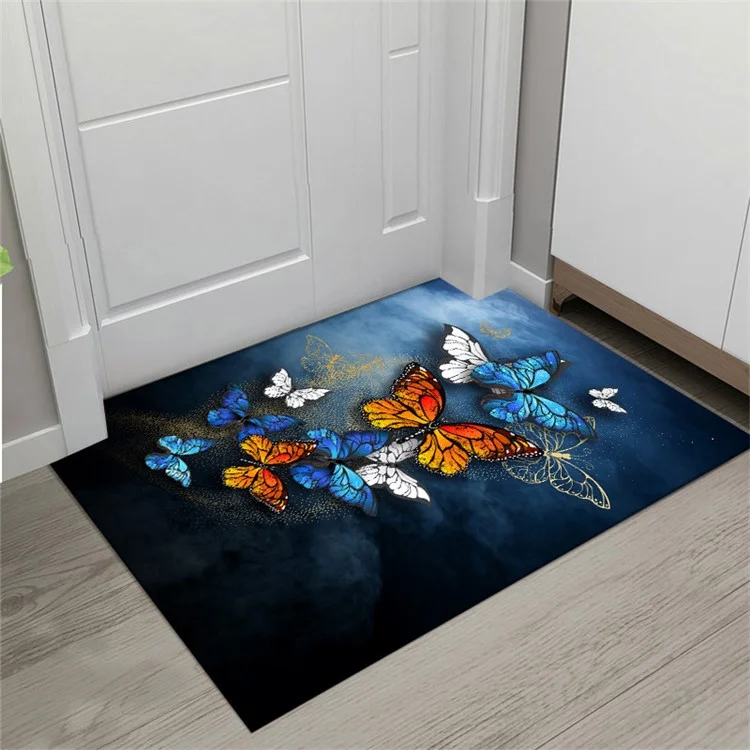 40x60cm Muster Bedruckte Saugfähige Badezimmermatte Rutschfest Eingangstür Pad Badvorleger - Farbenfroher Schmetterling