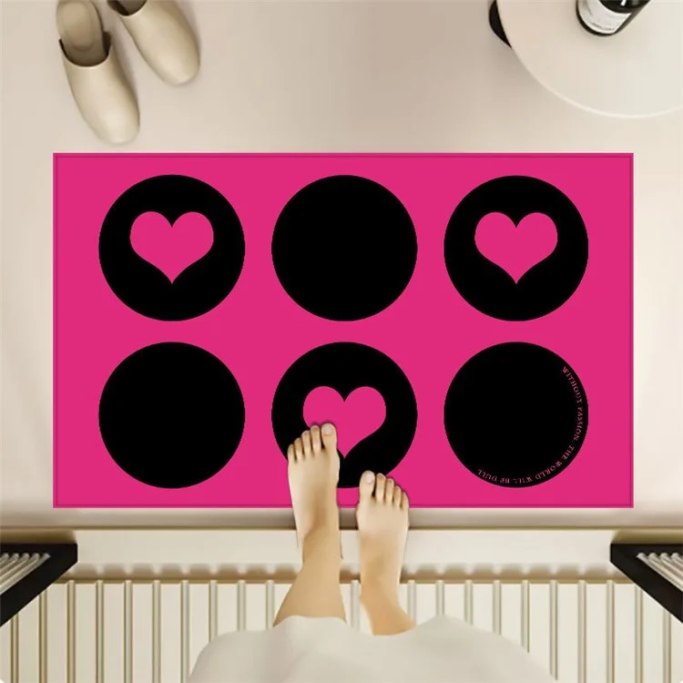 Tapete de chão de veludo Crystal Stylish de 40x60cm Absorção de água Home Bathroom Non-slip Mat - Pink Heart