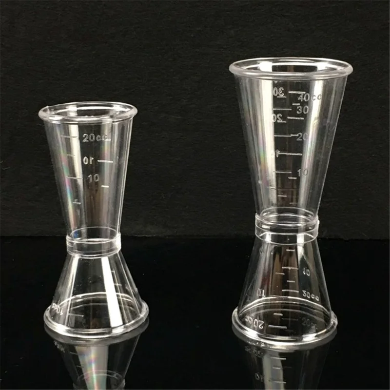 10CC-20CC Dual Opening Mouth Clear PC Resin Jigger Cocktail Drink Spirit Measure Cup for Bar Kitchen (BPA-Free, No FDA Certified)