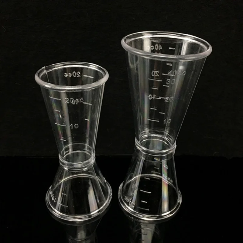 10CC-20CC Dual Opening Mouth Clear PC Resin Jigger Cocktail Drink Spirit Measure Cup for Bar Kitchen (BPA-Free, No FDA Certified)