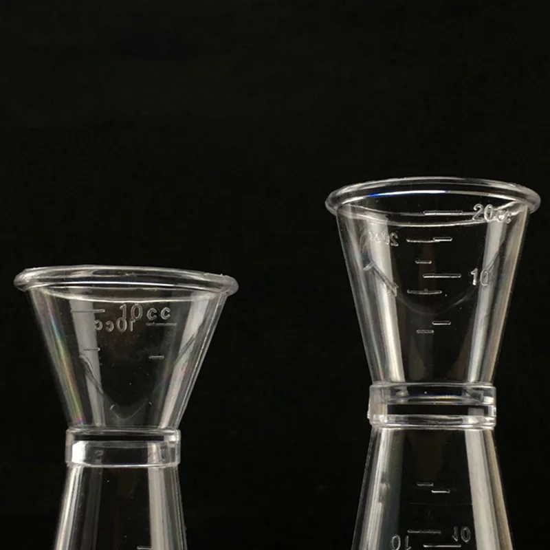 10CC-20CC Dual Opening Mouth Clear PC Resin Jigger Cocktail Drink Spirit Measure Cup for Bar Kitchen (BPA-Free, No FDA Certified)