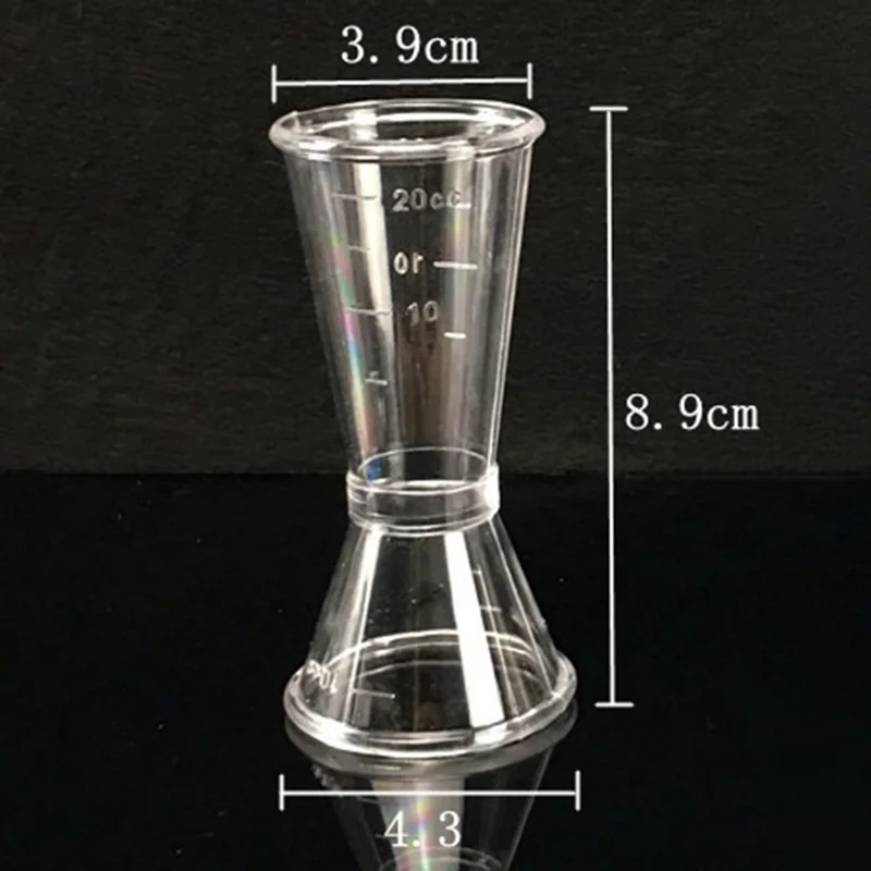 10CC-20CC Dual Opening Mouth Clear PC Resin Jigger Cocktail Drink Spirit Measure Cup for Bar Kitchen (BPA-Free, No FDA Certified)