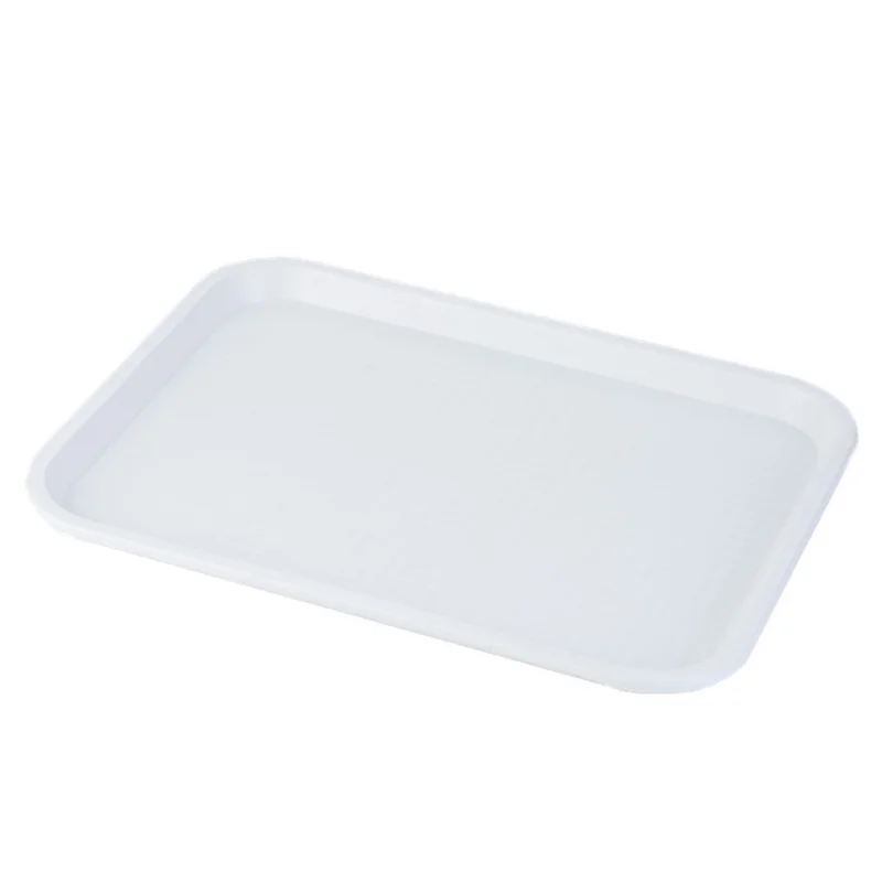 45x35cm Rectangular Fast Food Tray Hotel Restaurant PP Serving Tray, Size L (BPA-Free, No FDA Certified) - White