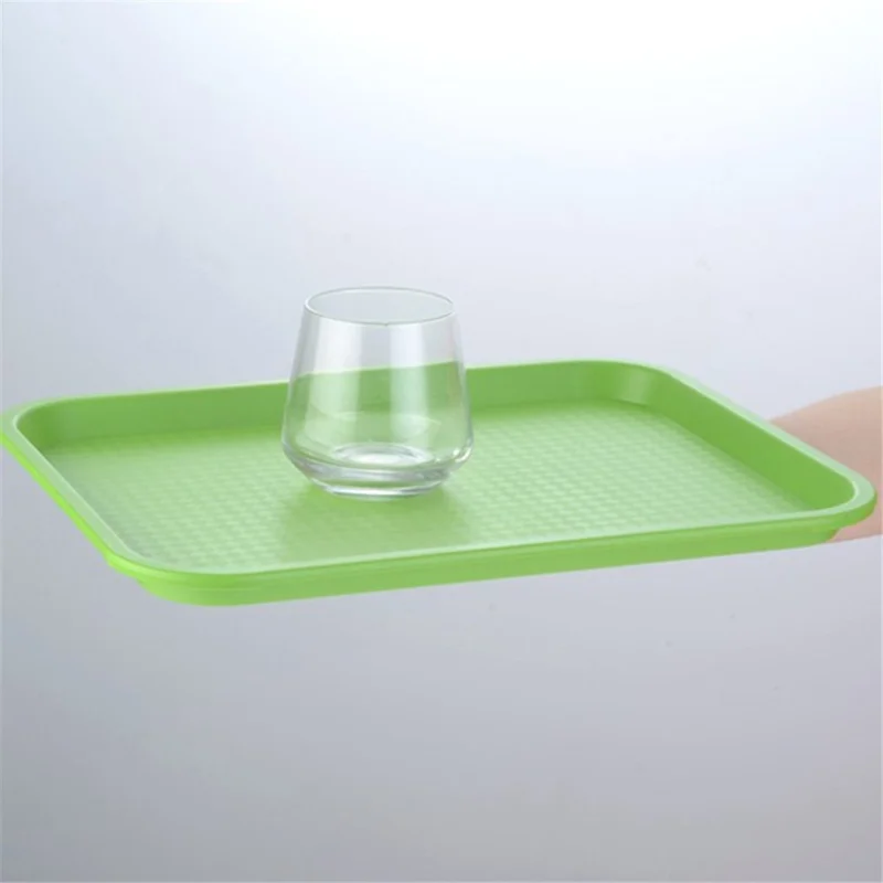45x35cm Rectangular Fast Food Tray Hotel Restaurant PP Serving Tray, Size L (BPA-Free, No FDA Certified) - White