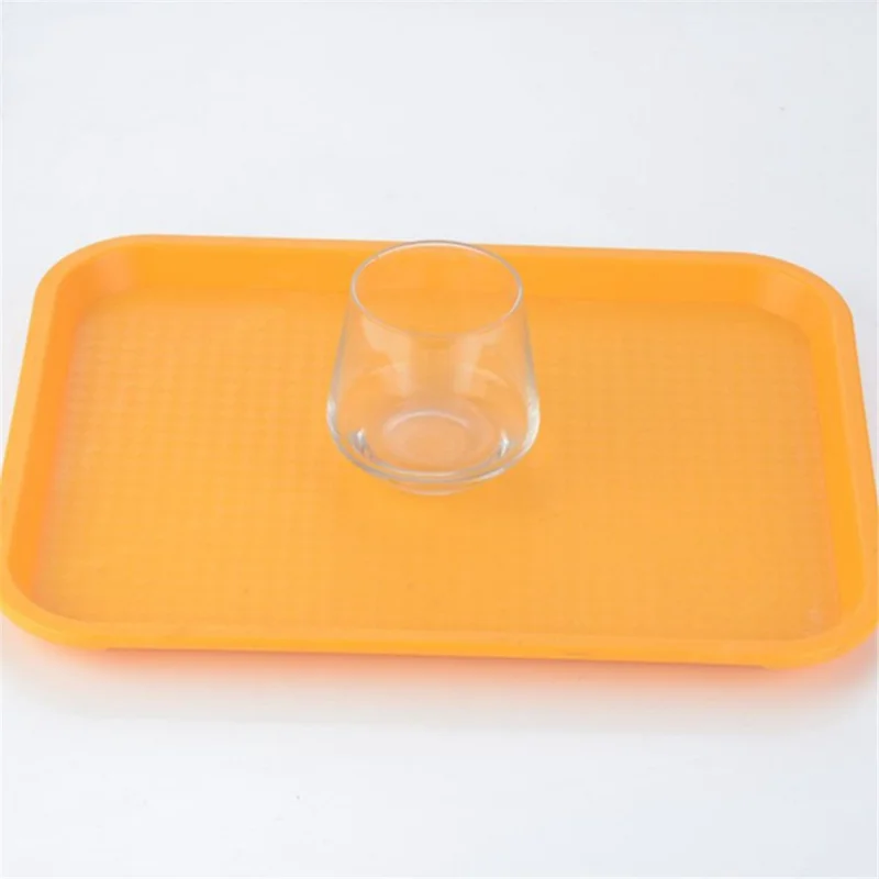 45x35cm Rectangular Fast Food Tray Hotel Restaurant PP Serving Tray, Size L (BPA-Free, No FDA Certified) - White