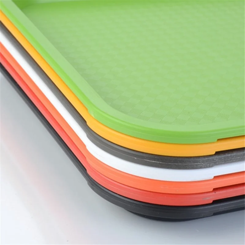 45x35cm Rectangular Fast Food Tray Hotel Restaurant PP Serving Tray, Size L (BPA-Free, No FDA Certified) - White