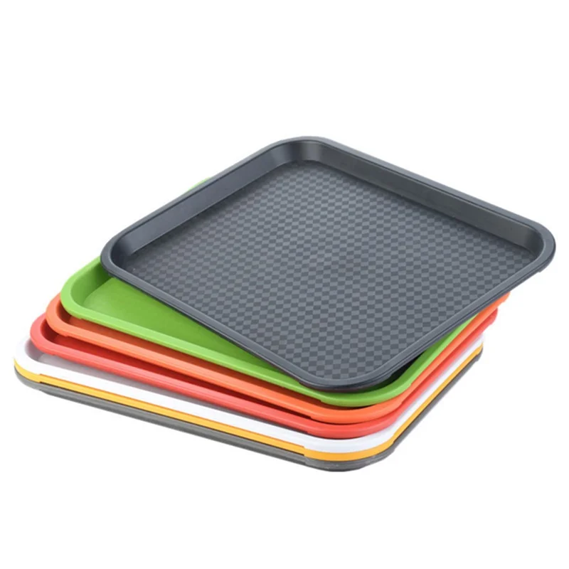 45x35cm Rectangular Fast Food Tray Hotel Restaurant PP Serving Tray, Size L (BPA-Free, No FDA Certified) - White