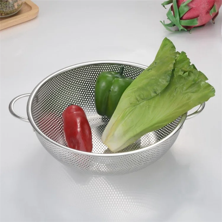 Passoire en acier inoxydable de cuisine de 25,5 cm pour fruits et légumes avec poignée (sans certificat FDA)