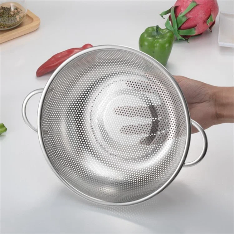Passoire en acier inoxydable de cuisine de 25,5 cm pour fruits et légumes avec poignée (sans certificat FDA)