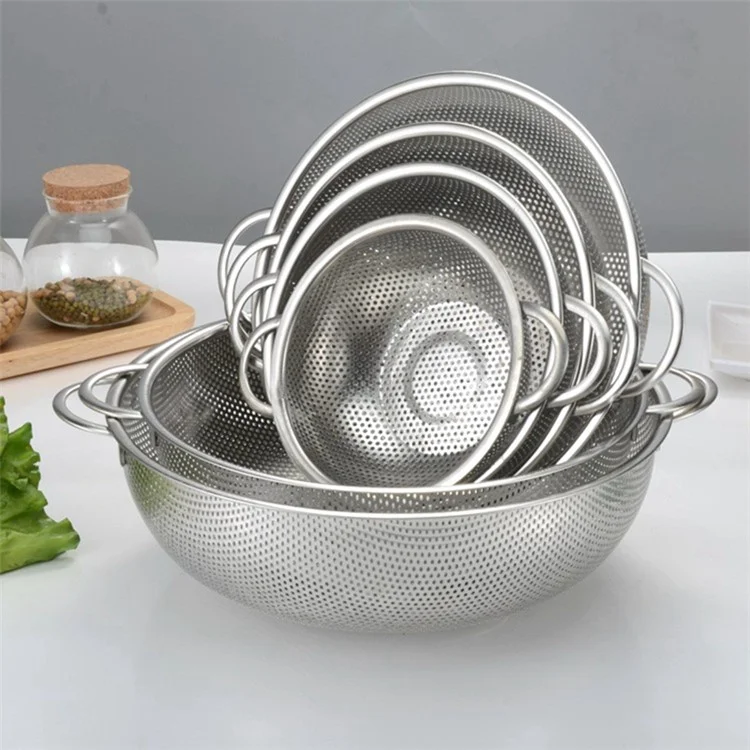 Passoire en acier inoxydable de cuisine de 25,5 cm pour fruits et légumes avec poignée (sans certificat FDA)
