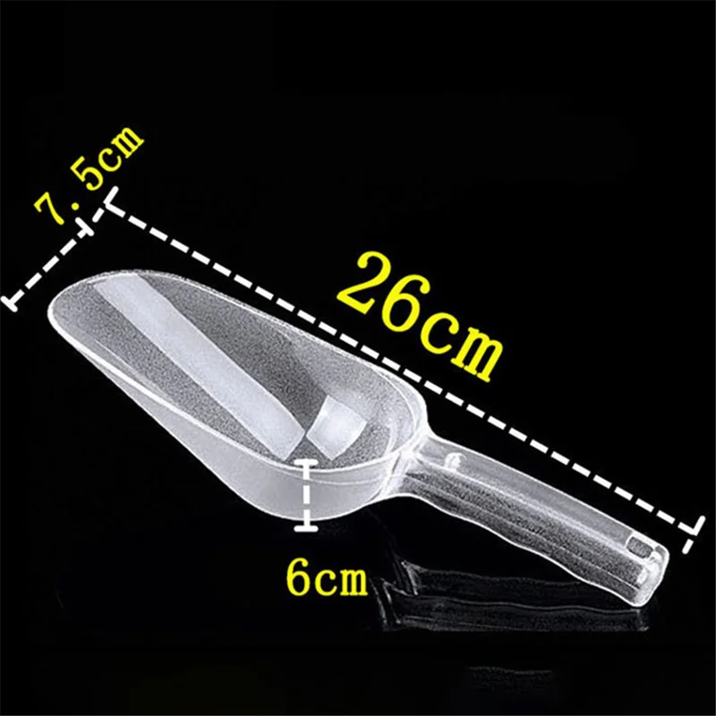 26cm Plastic Ice Cube Scoop Multifunctional Kitchen Shovel for Flour Popcorn, Size M, Round Opening (BPA-Free, No FDA Certificate)