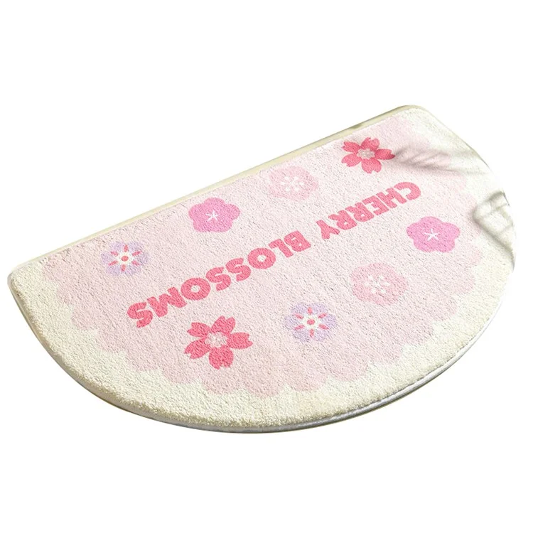 Alfombra de baño de 50*80cm Absorbente de agua Alfombra de baño esponjosa Alfombra de suelo en forma de semicírculo - Flor de cerezo / rosa