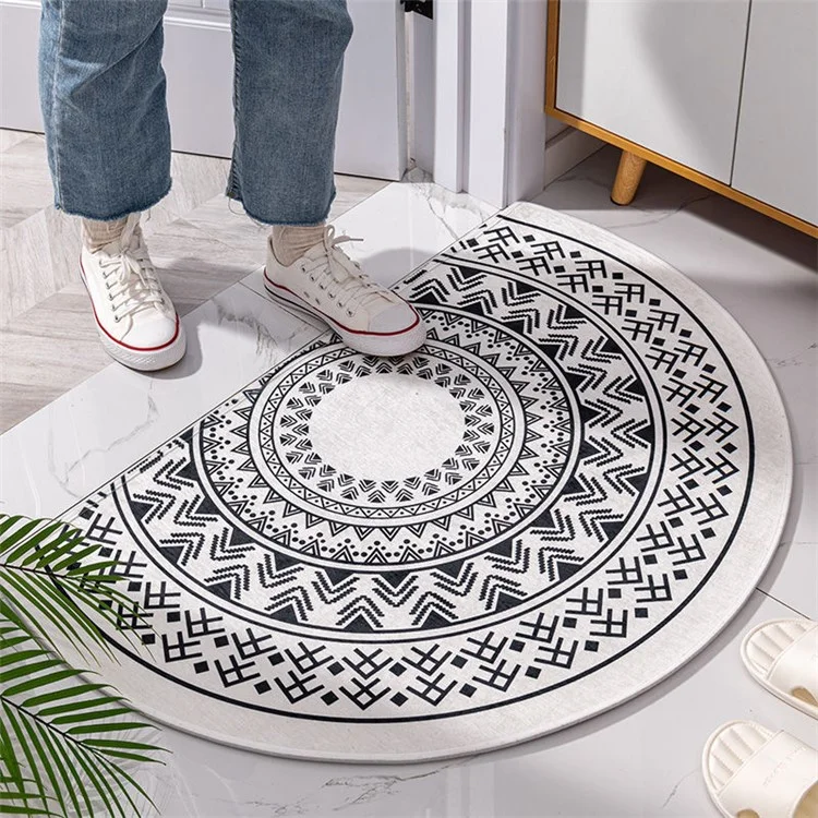 40*60cm Moroccan Semicircle Entrance Door Mat Non-Slip Absorbent Bathmat - Moroccan White / Style A