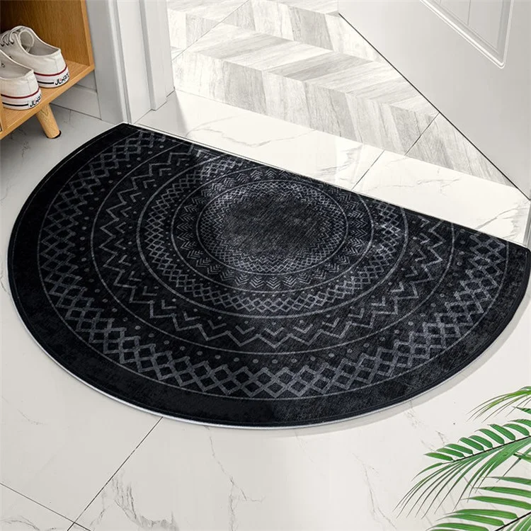 50*80cm Semicircle Bathmat Non-Slip Absorbent Moroccan Entrance Door Mat - Moroccan Black / Style A