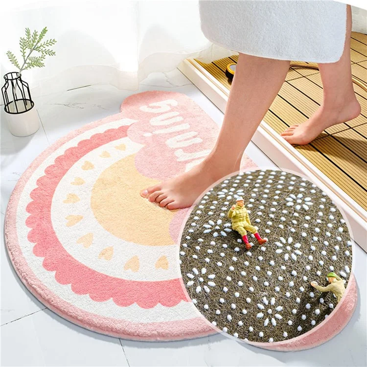 50*80cm Furry Bathroom Rug Non-slip Floor Carpet Water Absorbent Bath Mat - Happy Rainbow / Square