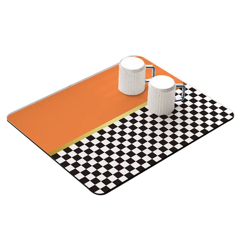 30x40cm Absorbent Drainage Dish Drying Mat Tableware Draining Pad - Style K